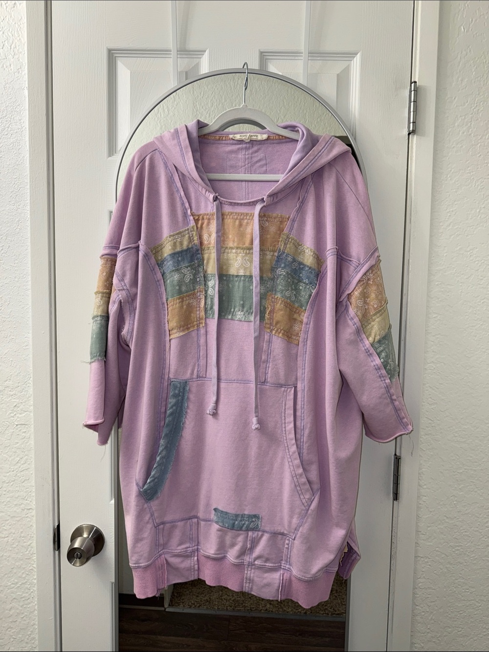 NWOT Lavender Boho Patchwork Oversized Hoodie